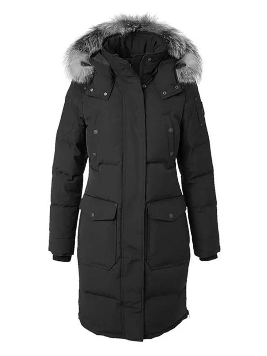 Women's Onyx Causapscal Padding Frost Fox Fur Black - MOOSE KNUCKLES - BALAAN 1