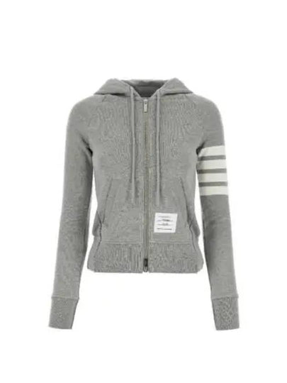 Engineered 4-Bar Stripe Loopback Jersey Knit Zip Up Hoodie Light Grey - THOM BROWNE - BALAAN 2