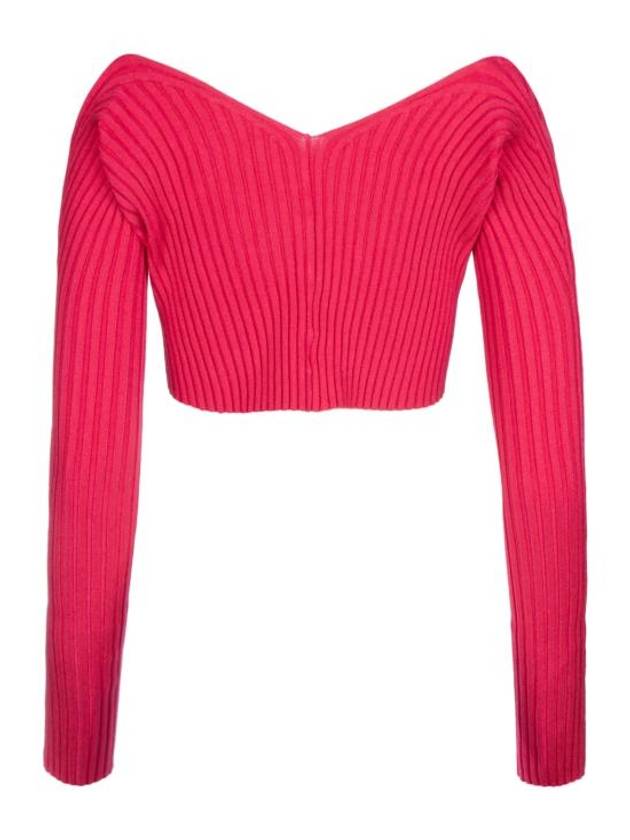 La Maille Pralu Micro Charm Logo Cardigan Pink - JACQUEMUS - BALAAN 3