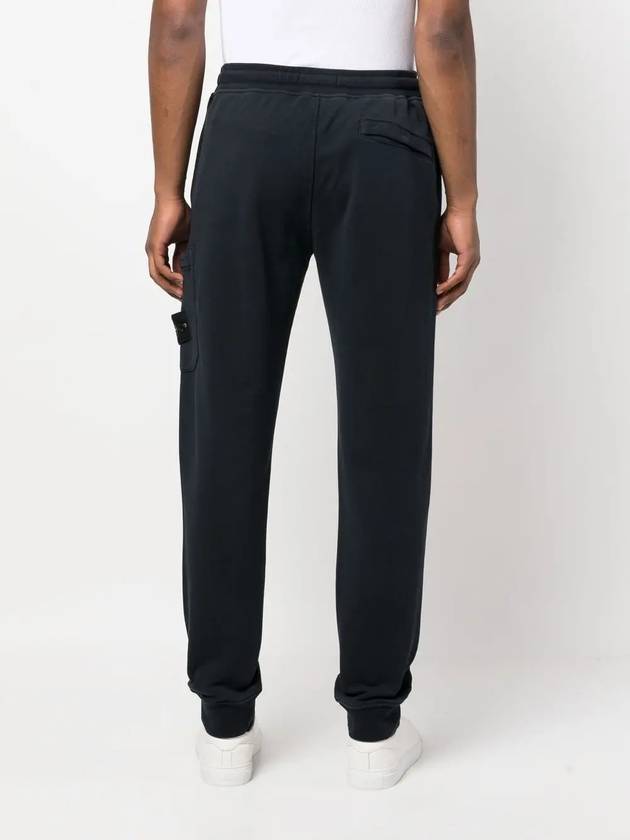 Men's Wappen Patch Cotton Fleece Track Pants Navy - STONE ISLAND - BALAAN 5