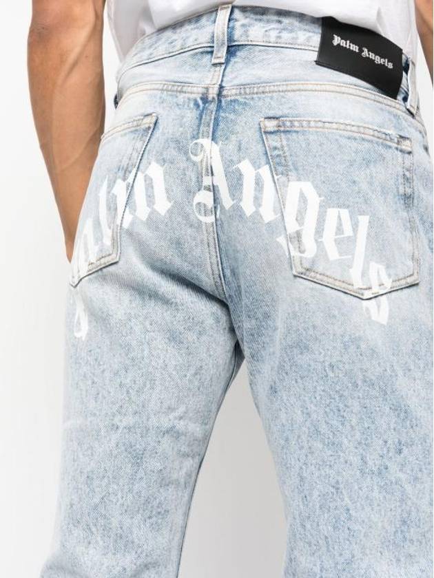 Curve Logo Print Jean Blue - PALM ANGELS - BALAAN 4