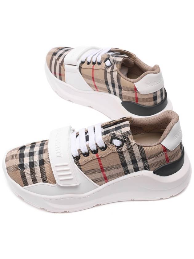 Vintage Check And Leather Sneakers White Archive Beige - BURBERRY - BALAAN 7