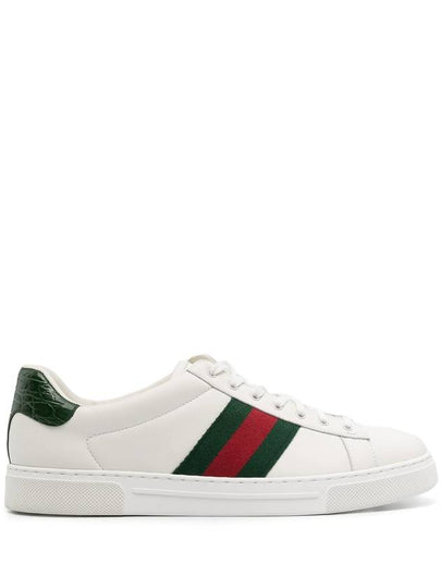 Ace Web Leather Low Top Sneakers White - GUCCI - BALAAN 2