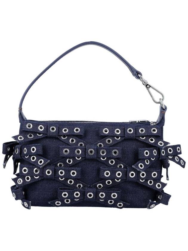 Denim small bow eyelet butterfly pouch bag - GANNI - BALAAN 4