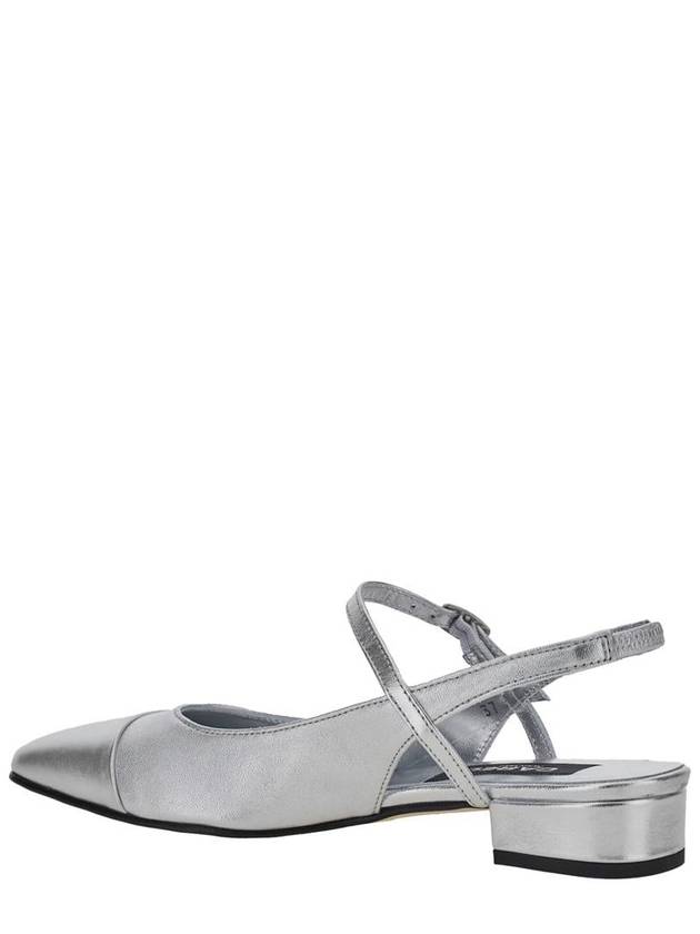 'Oceano' Silver Colored Slingback Ballet Shoes With Contrasting Toe In Leather Woman - CAREL - BALAAN 3