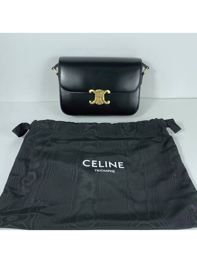 Classique Triomphe Shiny Calfskin Shoulder Bag Black - CELINE - BALAAN 3