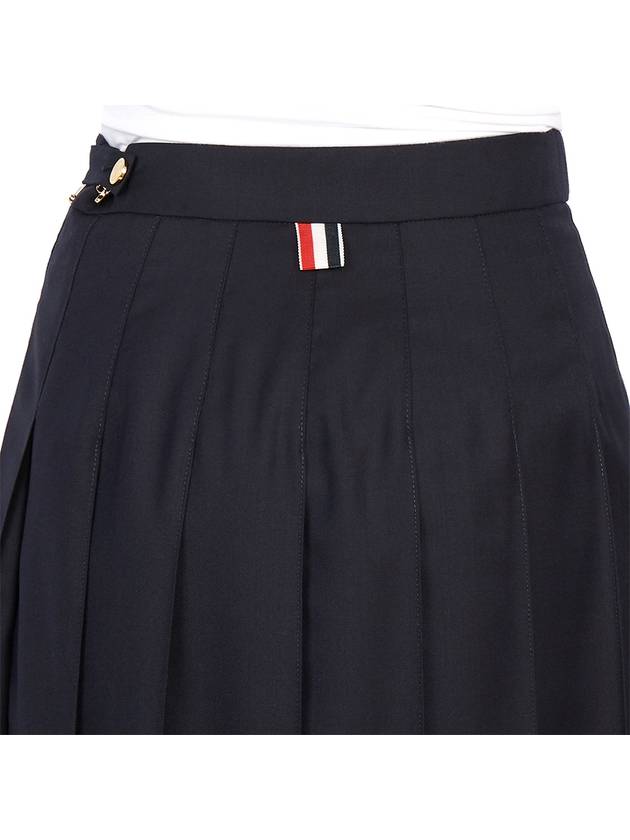 Super 120S Twill Below Knee Pleated Skirt Navy - THOM BROWNE - BALAAN 11