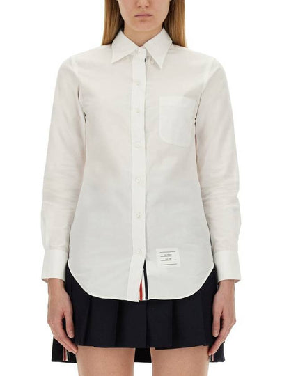 Logo Patch Cotton Shirt White - THOM BROWNE - BALAAN 2