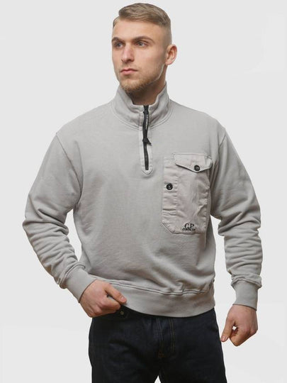 Cotton Fleece Mixed Zipped Sweatshirt Grey - CP COMPANY - BALAAN 2