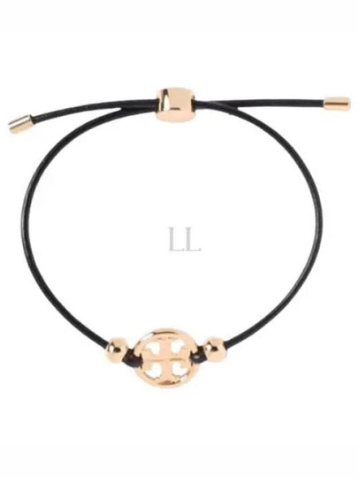 Miller Logo Charm Slider Leather Bracelet Black - TORY BURCH - BALAAN 2