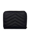 Monogram Zipper Grained Leather Half Wallet Black - SAINT LAURENT - BALAAN 3