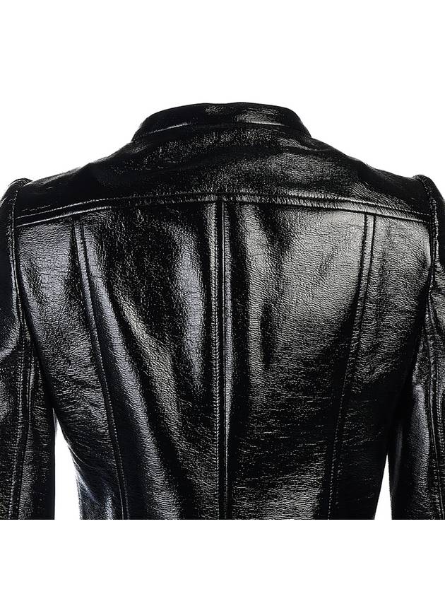 Women's Iconic Vinyl Logo Appliq Biker Jacket Black - COURREGES - BALAAN 7