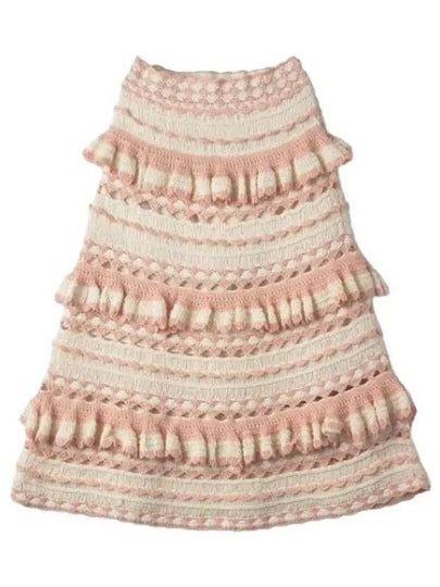 Clover Crochet Midi A Line Skirt Pink Cream - ZIMMERMANN - BALAAN 2