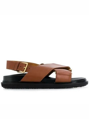 FBMS005201 Fussbett cross strap leather sandals 21675908 18445921 271127 1004626 - MARNI - BALAAN 1