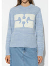 Graphic Wool Blend Knit Top Light Blue - GANNI - BALAAN 5