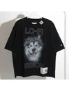 Husky Print Cotton Short Sleeve T-Shirt Black - MAISON MIHARA YASUHIRO - BALAAN 2