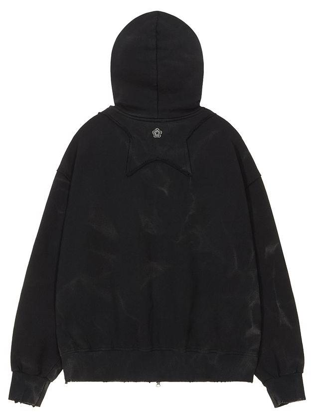 Mugung Bleach Washed Cotton Zip Up Hoodie Black - ULKIN - BALAAN 5