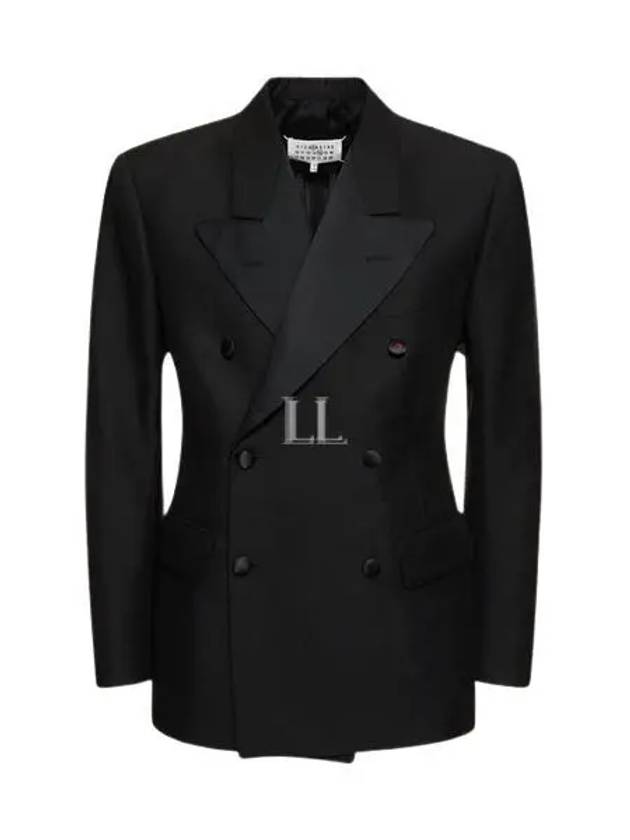 Wool Double Breasted Tailored Jacket Black - MAISON MARGIELA - BALAAN 2