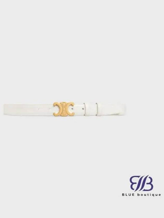 Medium Triomphe Belt Taurillon Leather White - CELINE - BALAAN 1