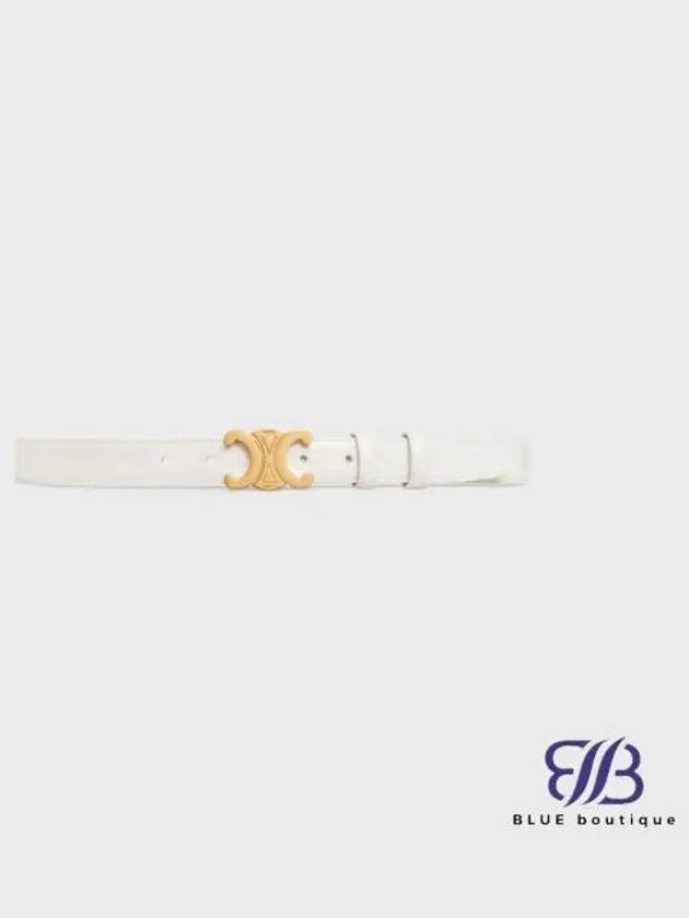 Triomphe Taurillon Medium Leather Belt White - CELINE - BALAAN 1