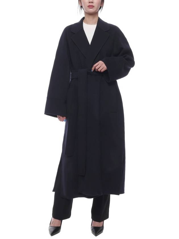 Agata Virgin Wool Single Coat Navy - MAX MARA - BALAAN 4