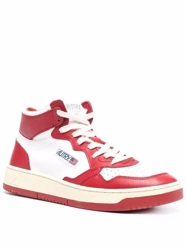 Medalist leather mid-top sneakers white red - AUTRY - BALAAN 5