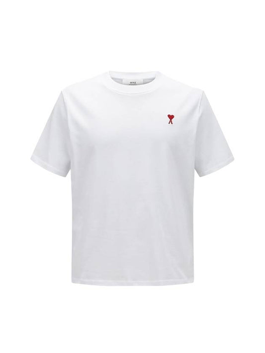 Small Heart Logo Boxy Fit Short Sleeve T-Shirt White - AMI - BALAAN 2