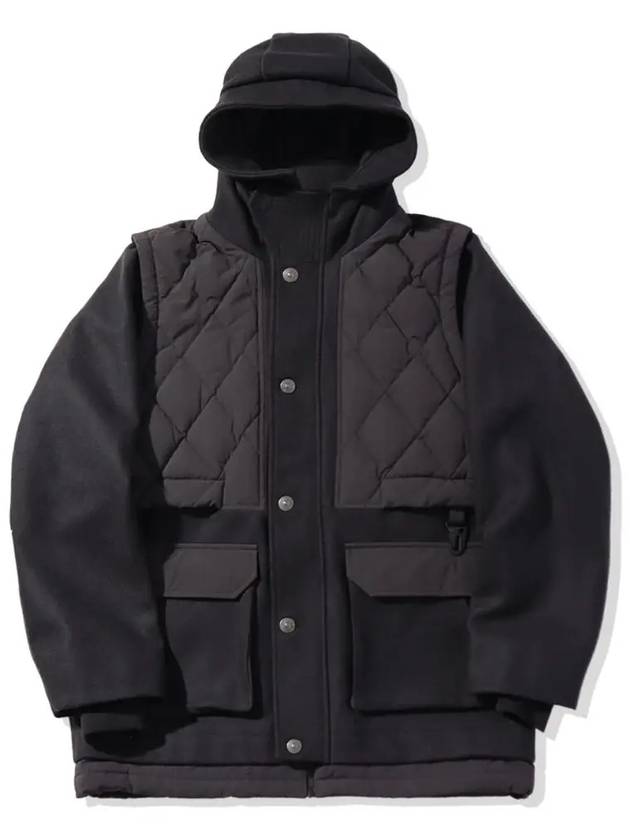 convert down quilting patch wool hooded jacket charcoal - OFFGRID - BALAAN 4