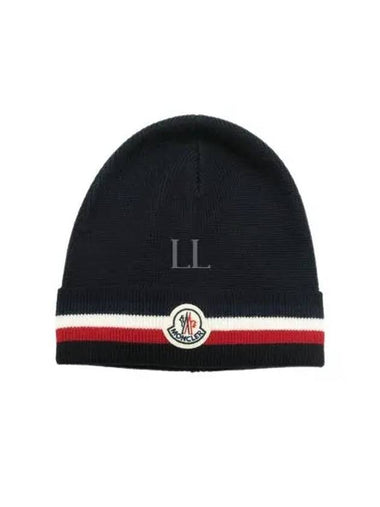 103951 Logo Patch Tricolor Wool Beanie 3B00065 A9575 742 - MONCLER - BALAAN 1