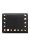 Rockstud Flap Card Wallet Black - VALENTINO - BALAAN 1