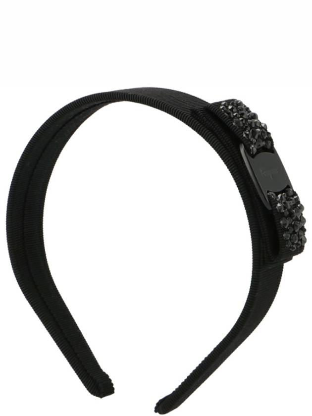 Vara Bow Swarovski Hairband Black - SALVATORE FERRAGAMO - BALAAN 3