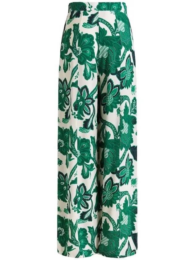 floral print trousers wide pants green - ETRO - BALAAN 1