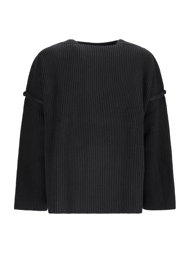 Oversized Fit Rib Knit Top Black - JIL SANDER - BALAAN 2