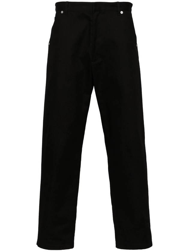 Triangle Logo Cotton Straight Pants Black - PRADA - BALAAN 2