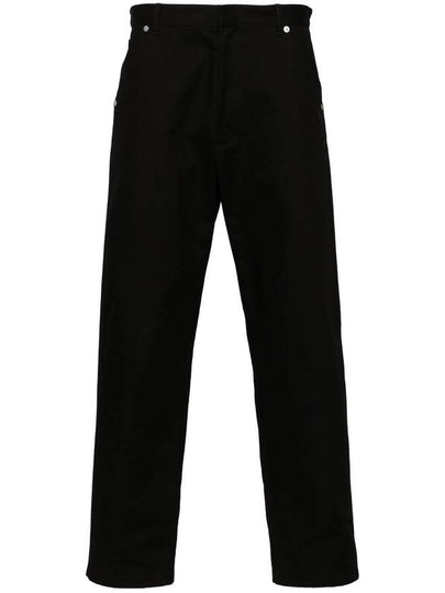 Triangle Logo Cotton Straight Pants Black - PRADA - BALAAN 2