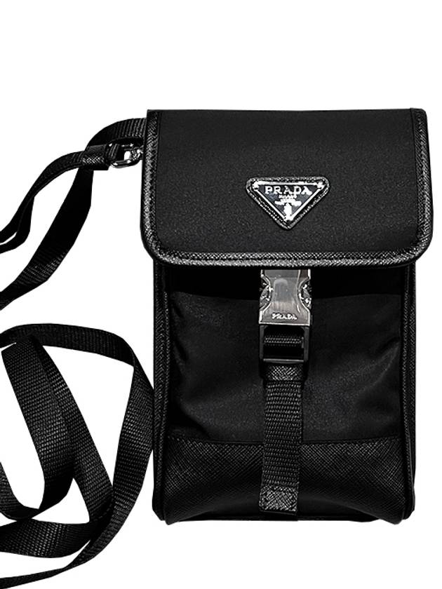 Re-Nylon Saffiano Leather Mini Bag Black - PRADA - BALAAN 3