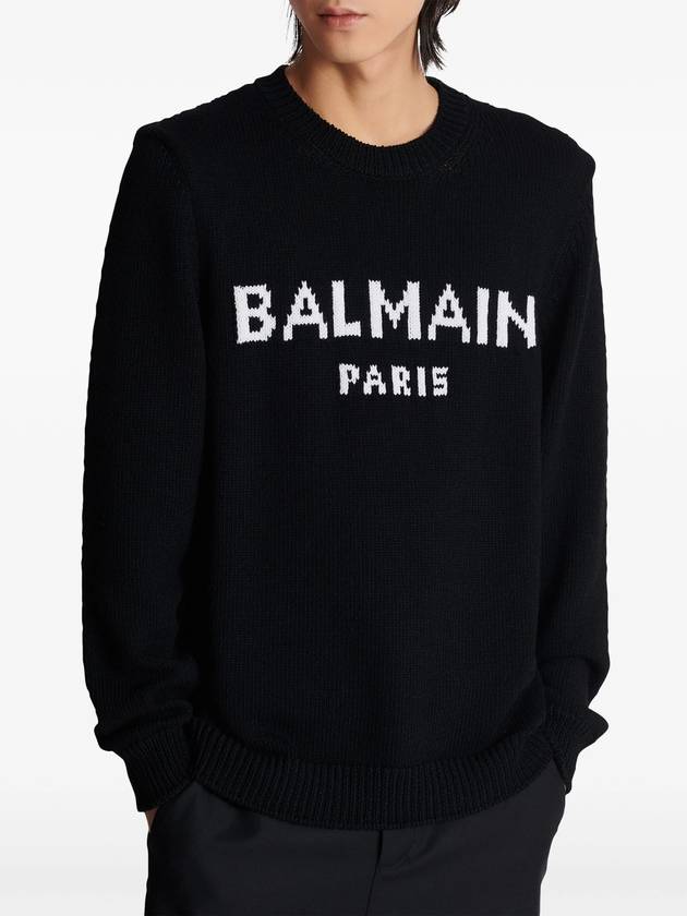 Logo Wool Knit Top Black - BALMAIN - BALAAN 7