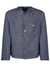 Triangle Logo Chambray Shirt Jacket Navy - PRADA - BALAAN 2