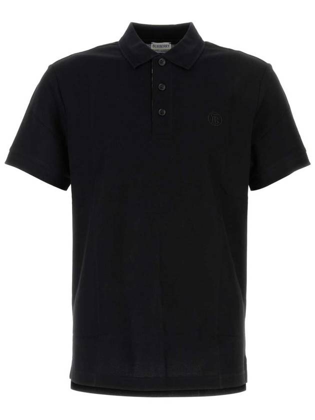 Men's Embroidered Logo Cotton Polo Shirt Black - BURBERRY - BALAAN 2