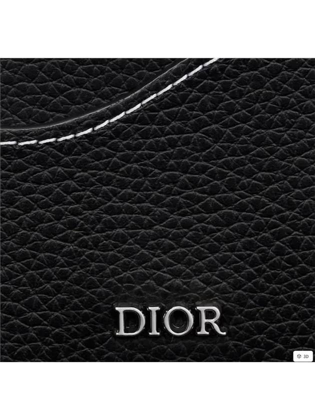 Saddle Grain Leather Card Wallet Black - DIOR - BALAAN 4