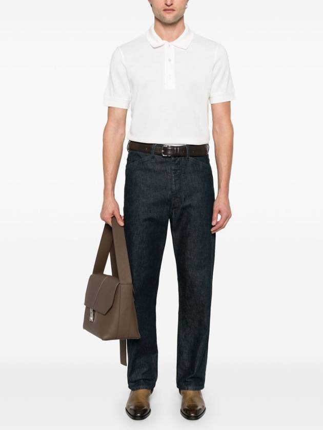 Cotton Short Sleeve Polo Shirt White - TOM FORD - BALAAN 3