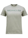 Embroidered Logo Cotton Short Sleeve T-Shirt Sage Green - MONCLER - BALAAN 1