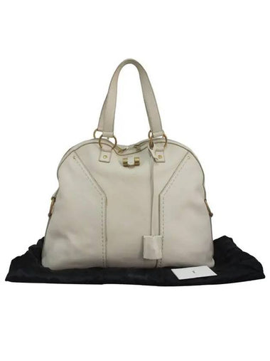 YSL Yip 153959 Ivory leather gold plated Muse overlarge tote bag - SAINT LAURENT - BALAAN 1