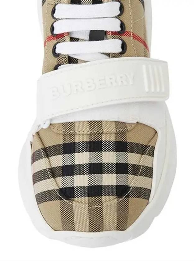 Vintage Check And Leather Sneakers White Archive Beige - BURBERRY - BALAAN 9