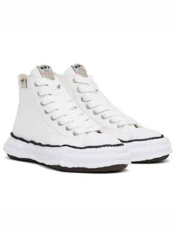 A01FW701 White Peterson OG Sole Canvas High Top Sneakers - MIHARA YASUHIRO - BALAAN 1