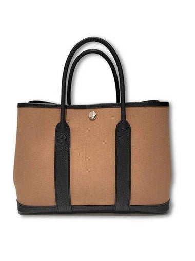 Garden Party 30 Canvas Negonda Tote Bag Fauve Noir - HERMES - BALAAN 1