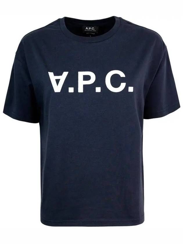 Logo Print Crew Neck Short Sleeve T-Shirt Navy - A.P.C. - BALAAN 2