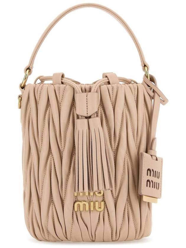 Miu Miu Logo-Lettering Matelassé Bucket Bag - MIU MIU - BALAAN 1