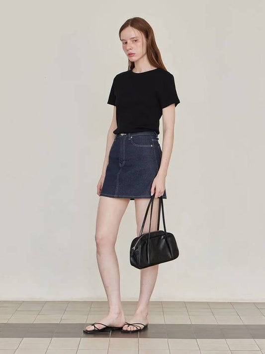 Non fade denim miniskirt indigo - LESEIZIEME - BALAAN 1