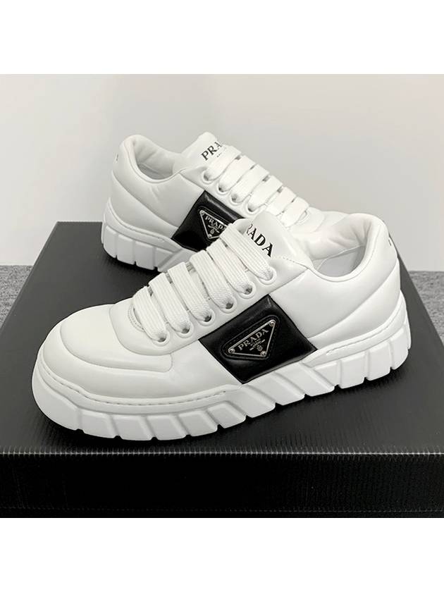 Padded Nappa Leather Low Top Sneakers White - PRADA - BALAAN 4